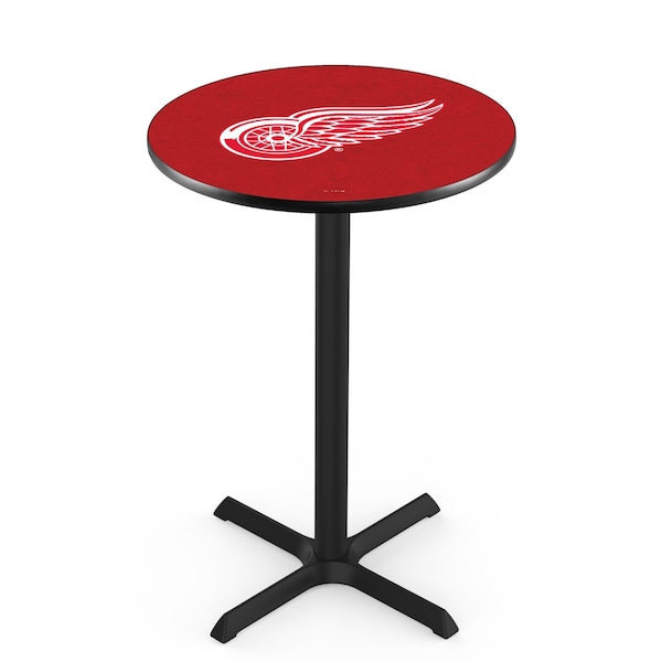Holland Bar Stool Co 42" Blk Wrinkle Detroit Red Wings Pub Table, 36" dia. Top - L211B4236DETRED