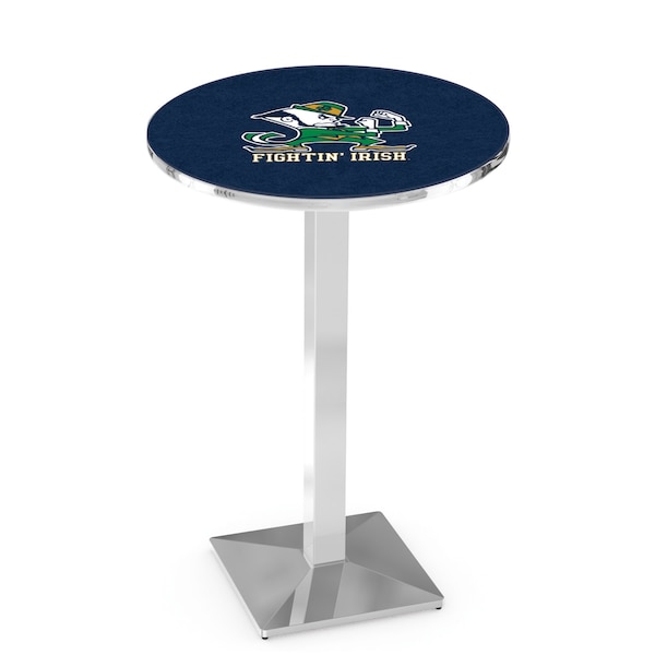 Holland Bar Stool Co 36" Chrome Notre Dame Leprechaun Pub Table - L217C3628ND-LEP