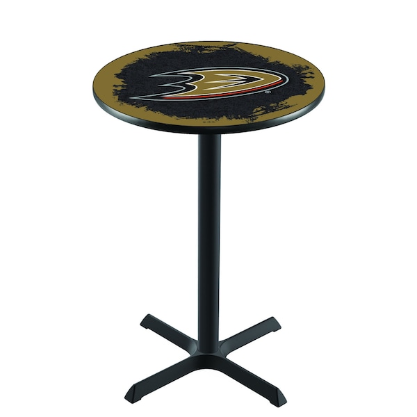 Holland Bar Stool Co 42" Blk Wrinkle Anaheim Ducks Pub Table - L211B4228ANADKS