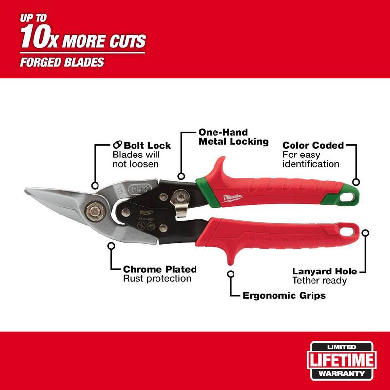 Milwaukee 10 in. Right-Cut Aviation Snips - 48-22-4520
