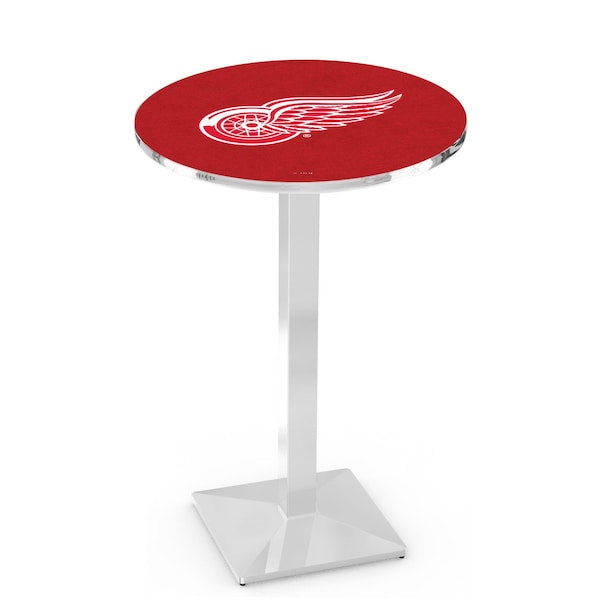 Holland Bar Stool Co 36" Chrome Detroit Red Wings Pub Table, 36" dia. Top - L217C3636DETRED