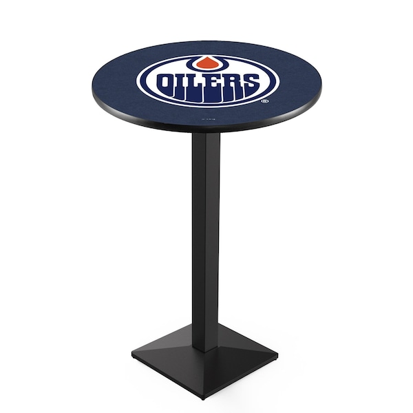 Holland Bar Stool Co 42" Blk Wrinkle Edmonton Oilers Pub Table, 36" dia. Top - L217B4236EDMOIL