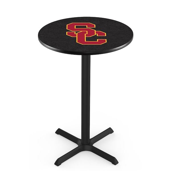Holland Bar Stool Co 36" Blk Wrinkle USC Trojans Pub Table, 36" dia. Top - L211B3636SOUCAL