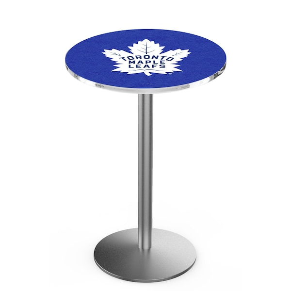 Holland Bar Stool Co 42" Stainless Steel Toronto Maple Leafs Pub Table, 36" dia. Top - L214S4236TORMPL