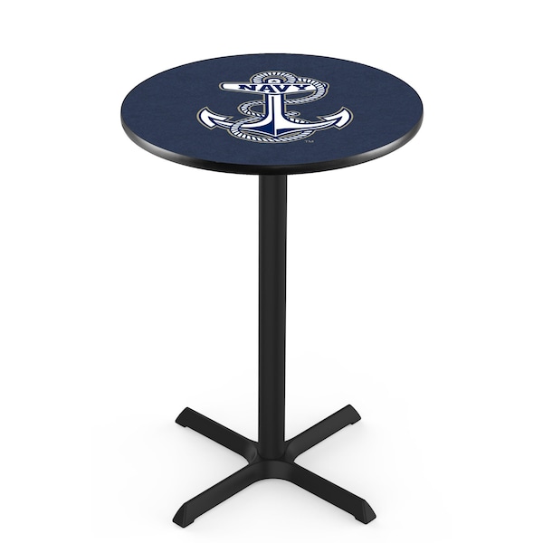 Holland Bar Stool Co 42" Blk Wrinkle US Naval Academy NAVY Pub Table, 36" dia. Top - L211B4236USNAVA