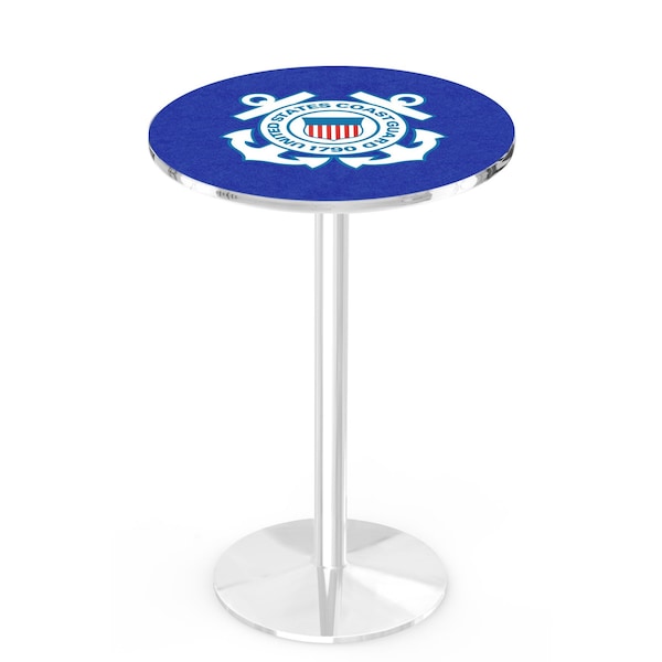 Holland Bar Stool Co 36" Chrome U.S. Coast Guard Pub Table, 36" dia. Top - L214C3636CSTGRD