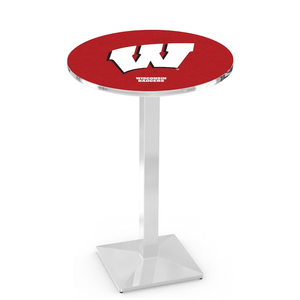Holland Bar Stool Co 36" Chrome Wisconsin "W" Pub Table, 36" dia. Top - L217C3636WISC-W