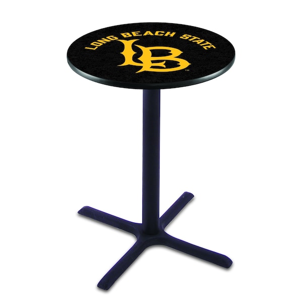 Holland Bar Stool Co 36" Blk Wrinkle Long Beach State University Pub Table - L211B3628LBSTUN