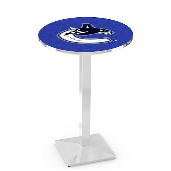 Holland Bar Stool Co 36" Chrome Vancouver Canucks Pub Table, 36" dia. Top - L217C3636VANCAN