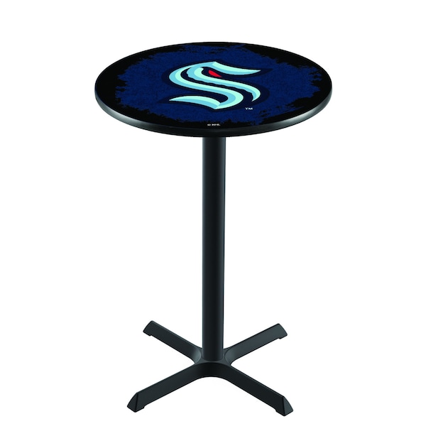 Holland Bar Stool Co 36" Black Wrinkle Seattle Kraken Pub Table - L211B3628SEAKRK