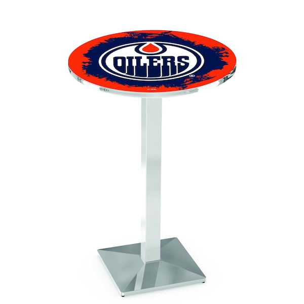 Holland Bar Stool Co 42" Chrome Edmonton Oilers Pub Table - L217C4228EDMOIL