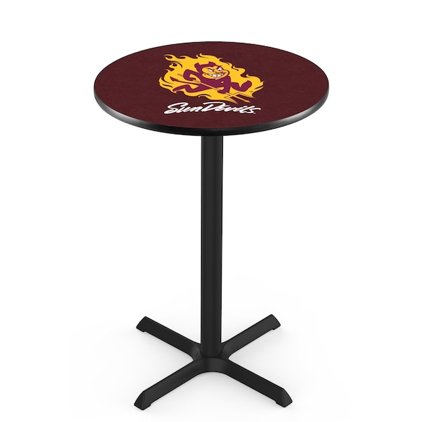 Holland Bar Stool Co 42" Blk Wrinkle Arizona State Pub Table, Sparky Logo, 36" dia. Top - L211B4236ARIZST-S