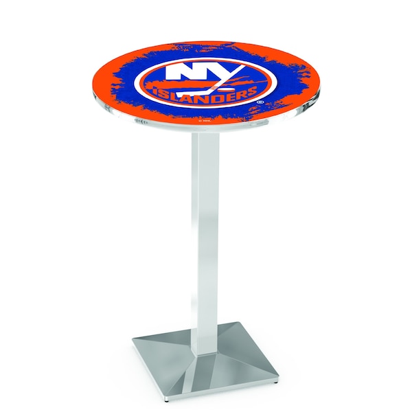Holland Bar Stool Co 36" Chrome New York Islanders Pub Table - L217C3628NYISLN
