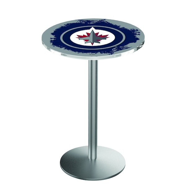 Holland Bar Stool Co 36" Stainless Steel Winnipeg Jets Pub Table - L214S3628WINJET