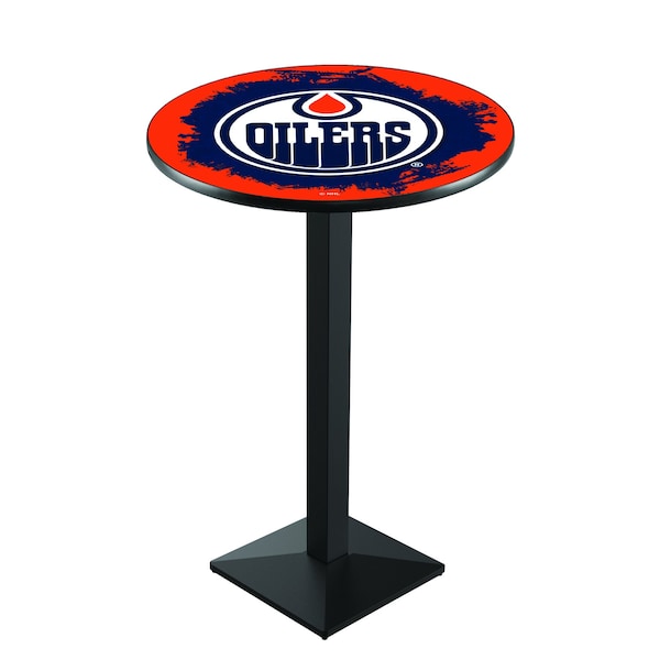 Holland Bar Stool Co 42" Blk Wrinkle Edmonton Oilers Pub Table - L217B4228EDMOIL