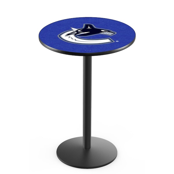 Holland Bar Stool Co 42" Blk Wrinkle Vancouver Canucks Pub Table, 36" dia. Top - L214B4236VANCAN