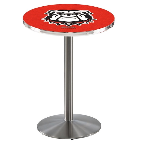 Holland Bar Stool Co 42" Stainless Steel Georgia "Bulldog" Pub Table, 36" dia. Top - L214S4236GA-DOG