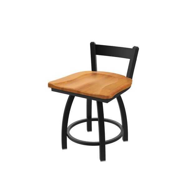Holland Bar Stool Co 18" Low Back Swivel Vanity Stool, Black Wrinkle, Med Maple Seat - 82118BWMEDMPL