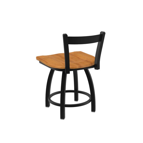 Holland Bar Stool Co 18" Low Back Swivel Vanity Stool, Black Wrinkle, Med Maple Seat - 82118BWMEDMPL