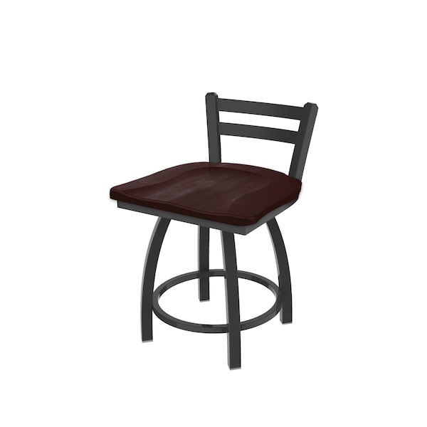 Holland Bar Stool Co 18" Low Back Swivel Vanity Stool, Pewter Finish, Dark Cherry Maple Seat - 41118PWDCMPL