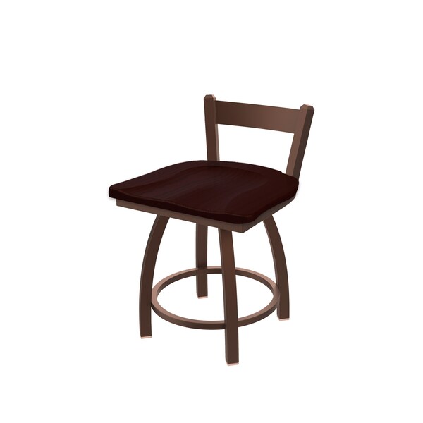 Holland Bar Stool Co 18" Low Back Swivel Vanity Stool, Bronze Finish, Dark Cherry Oak Seat - 82118BZDCOAK
