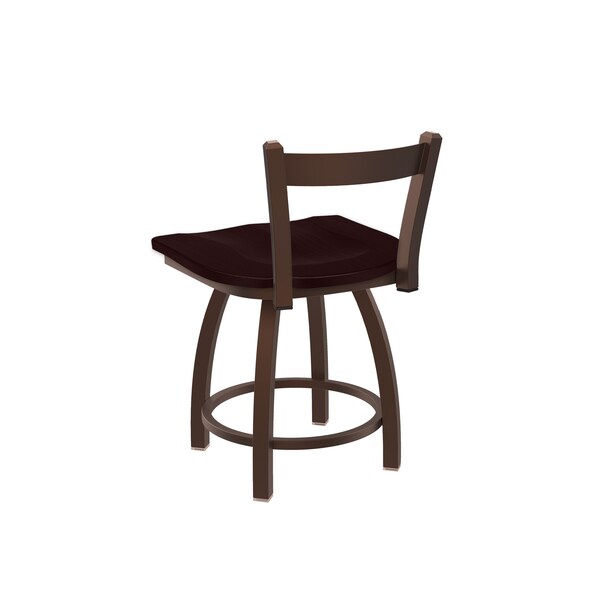 Holland Bar Stool Co 18" Low Back Swivel Vanity Stool, Bronze Finish, Dark Cherry Oak Seat - 82118BZDCOAK