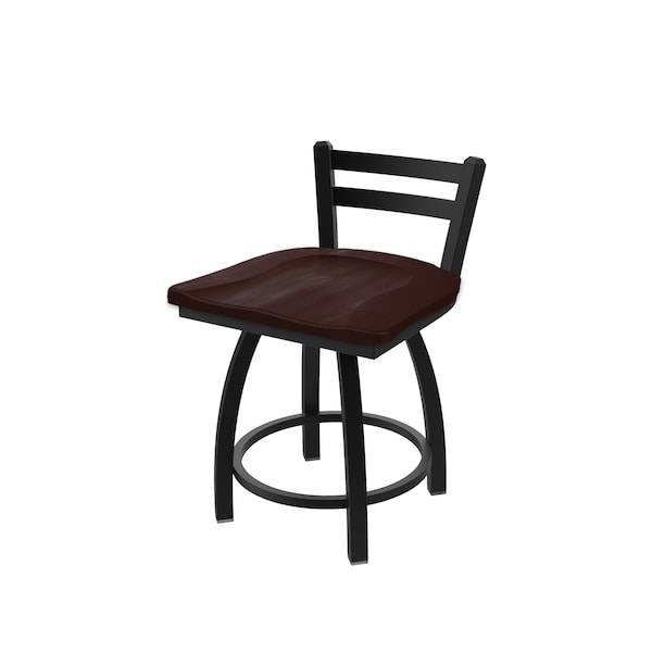 Holland Bar Stool Co 18" Low Back Swivel Vanity Stool, Black Wrinkle, Dark Cherry Maple Seat - 41118BWDCMPL