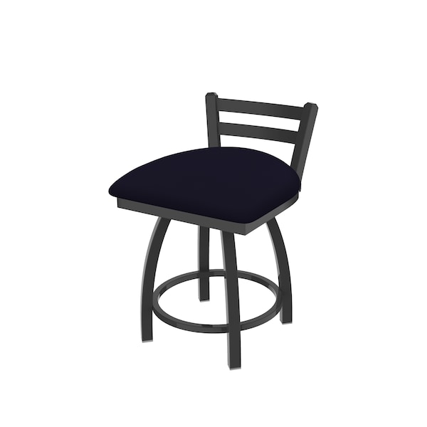 Holland Bar Stool Co 18" Low Back Swivel Vanity Stool, Pewter Finish, Canter Twilight Seat - 41118PW002