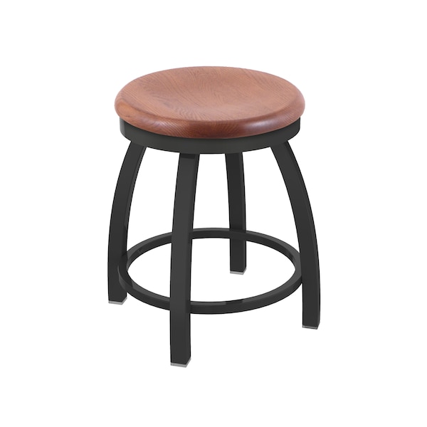 Holland Bar Stool Co 18" Swivel Vanity Stool, Pewter Finish, Med Oak Seat - 80218PWMEDOAK