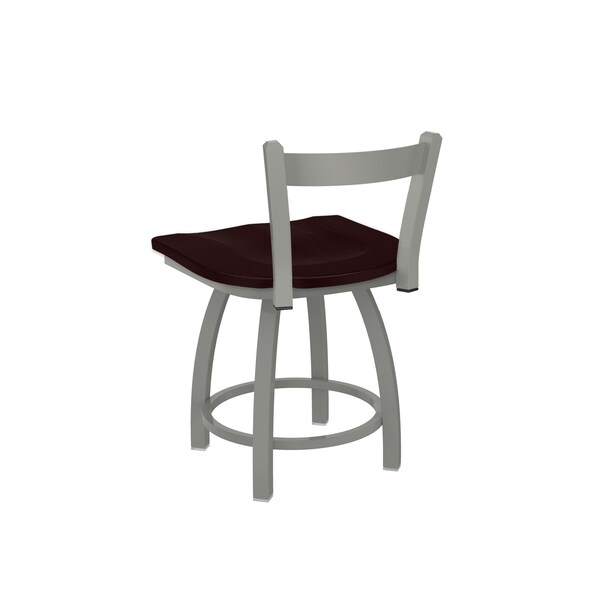 Holland Bar Stool Co 18" Low Back Swivel Vanity Stool, Nickel Finish, Dark Cherry Oak Seat - 82118ANDCOAK