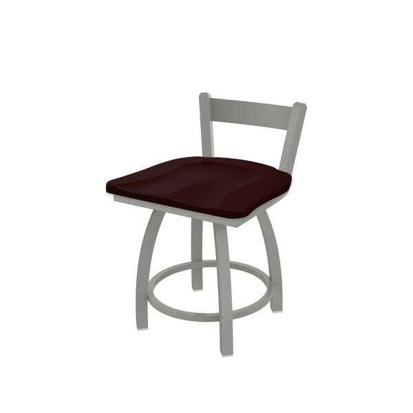 Holland Bar Stool Co 18" Low Back Swivel Vanity Stool, Nickel Finish, Dark Cherry Oak Seat - 82118ANDCOAK