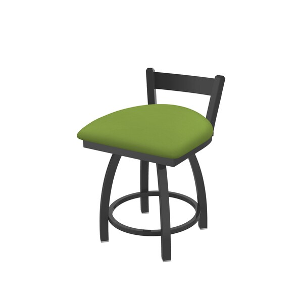 Holland Bar Stool Co 18" Low Back Swivel Vanity Stool, Pewter Finish, Canter Kiwi Green Seat - 82118PW009