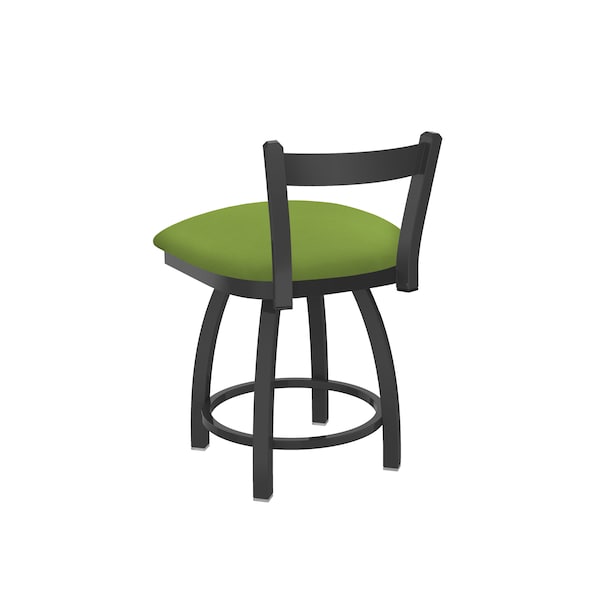 Holland Bar Stool Co 18" Low Back Swivel Vanity Stool, Pewter Finish, Canter Kiwi Green Seat - 82118PW009