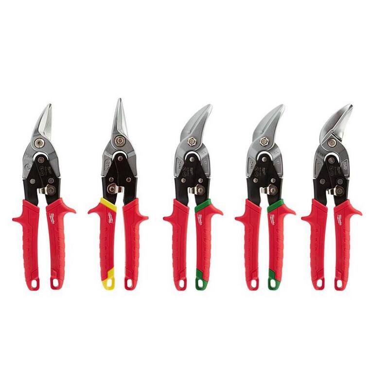 Milwaukee Left, Right, and Straight/Offset Aviation Snips Set (5-Piece) - 48-22-4533-48-22-4523