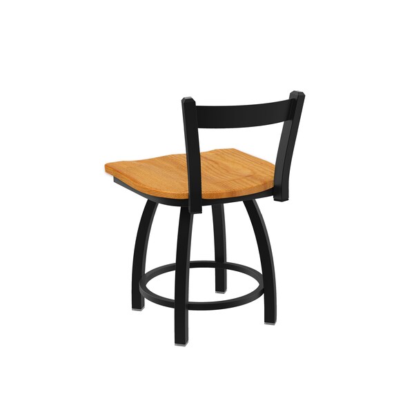 Holland Bar Stool Co 18" Low Back Swivel Vanity Stool, Black Wrinkle, Med Oak Seat - 82118BWMEDOAK