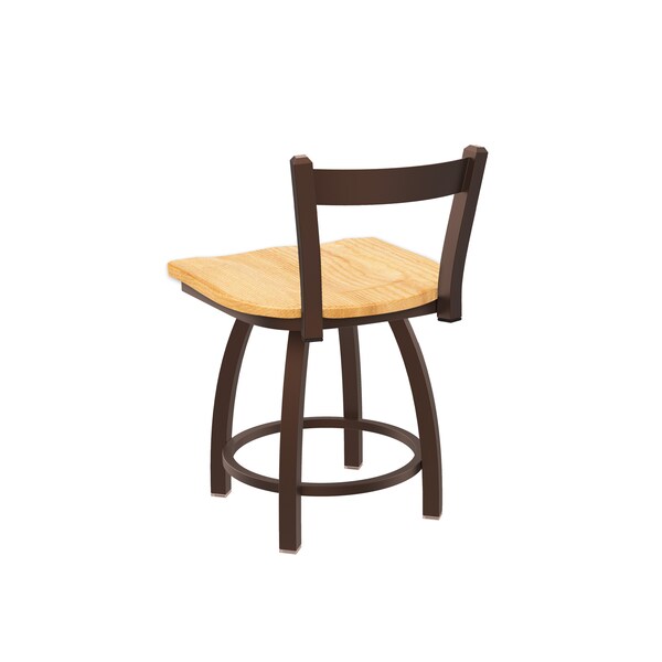 Holland Bar Stool Co 18" Low Back Swivel Vanity Stool, Bronze Finish, Nat Oak Seat - 82118BZNATOAK