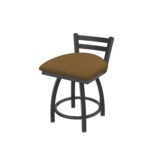 Holland Bar Stool Co 18" Low Back Swivel Vanity Stool, Pewter Finish, Canter Saddle Seat - 41118PW012