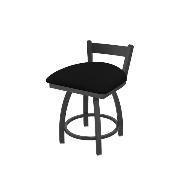 Holland Bar Stool Co 18" Low Back Swivel Vanity Stool, Pewter Finish, Black Vinyl Seat - 82118PWBLKVINYL
