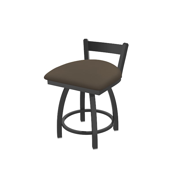 Holland Bar Stool Co 18" Low Back Swivel Vanity Stool, Pewter Finish, Canter Earth Seat - 82118PW006
