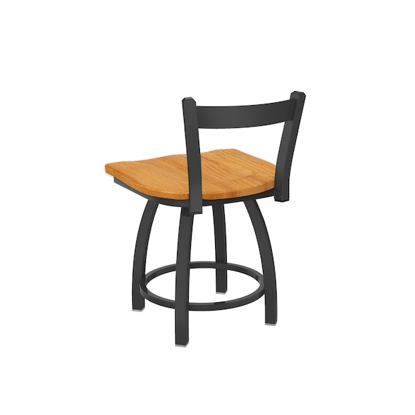 Holland Bar Stool Co 18" Low Back Swivel Vanity Stool, Pewter Finish, Med Oak Seat - 82118PWMEDOAK