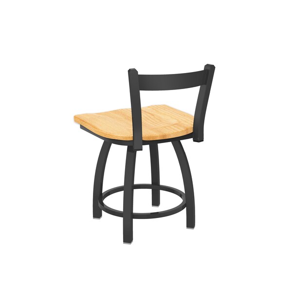 Holland Bar Stool Co 18" Low Back Swivel Vanity Stool, Pewter Finish, Nat Oak Seat - 82118PWNATOAK