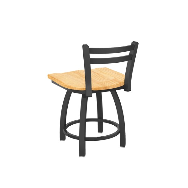 Holland Bar Stool Co 18" Low Back Swivel Vanity Stool, Pewter Finish, Nat Oak Seat - 41118PWNATOAK