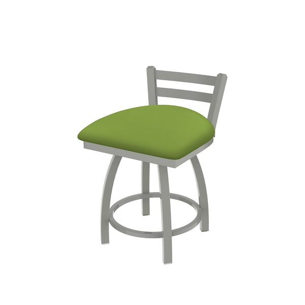 Holland Bar Stool Co 18" Low Back Swivel Vanity Stool, Nickel Finish, Canter Kiwi Green Seat - 41118AN009
