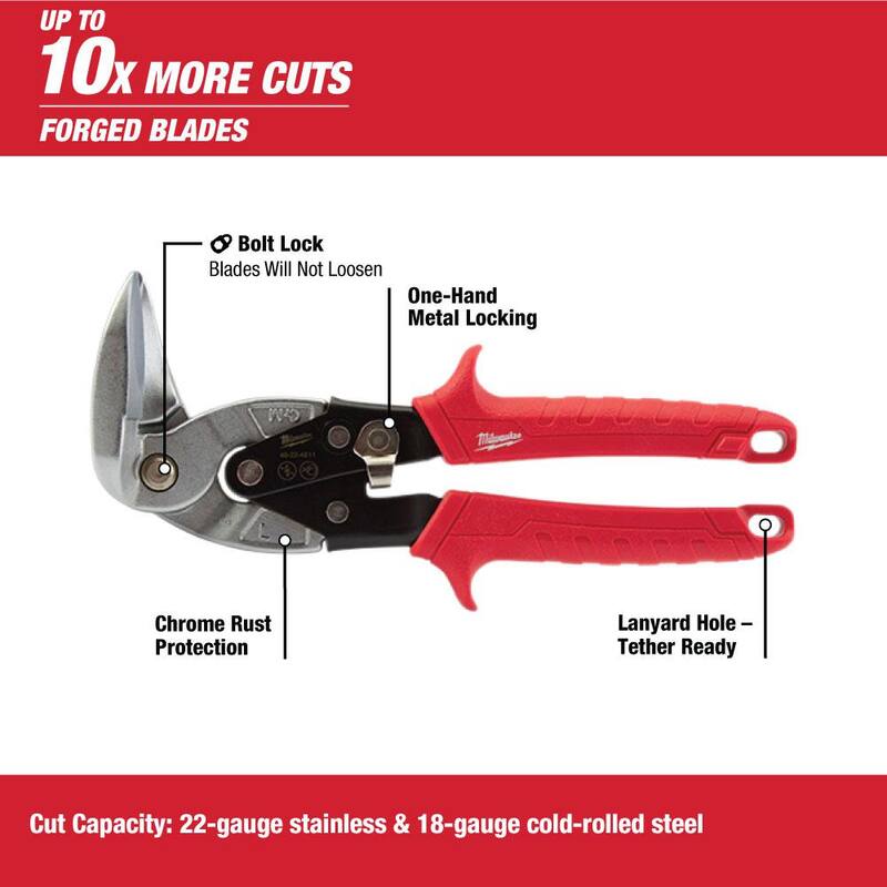 Milwaukee 9 in. Left-Cut Right Angle Aviation Snips - 48-22-4511