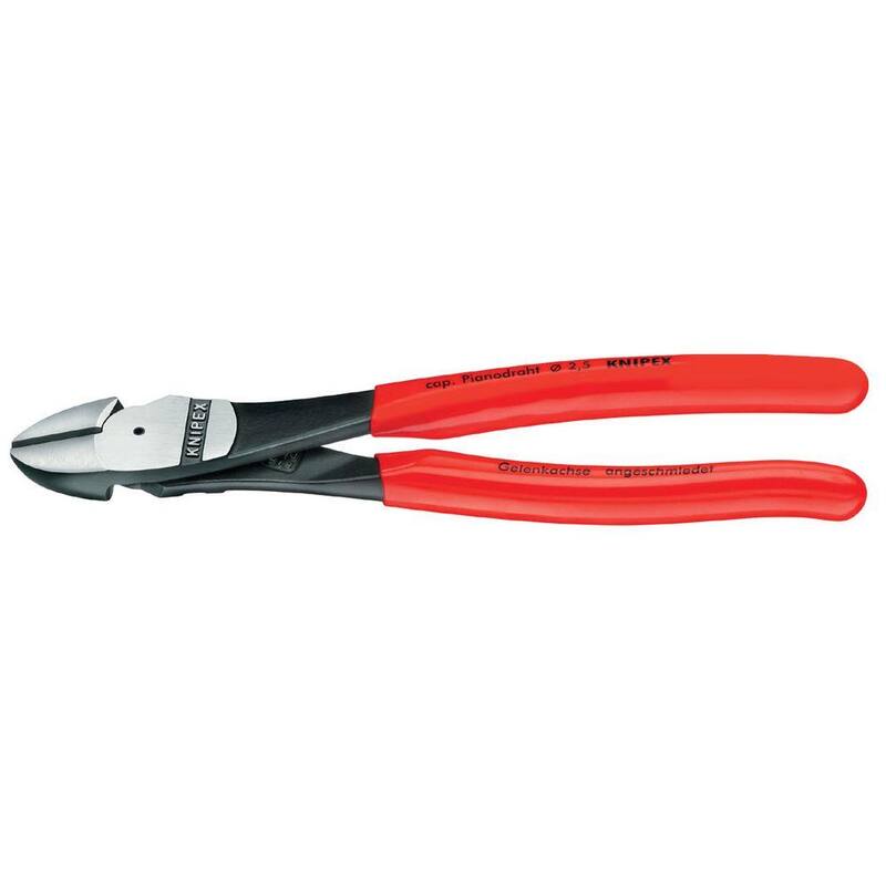 KNIPEX Heavy Duty Forged Steel 7 in. High Leverage Diagonal Cutters with 64 HRC Cutting Edge - 74 01 180