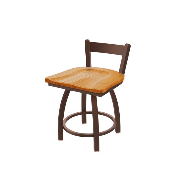 Holland Bar Stool Co 18" Low Back Swivel Vanity Stool, Bronze Finish, Med Oak Seat - 82118BZMEDOAK