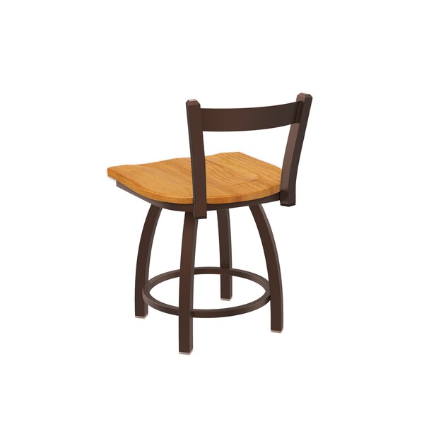 Holland Bar Stool Co 18" Low Back Swivel Vanity Stool, Bronze Finish, Med Oak Seat - 82118BZMEDOAK
