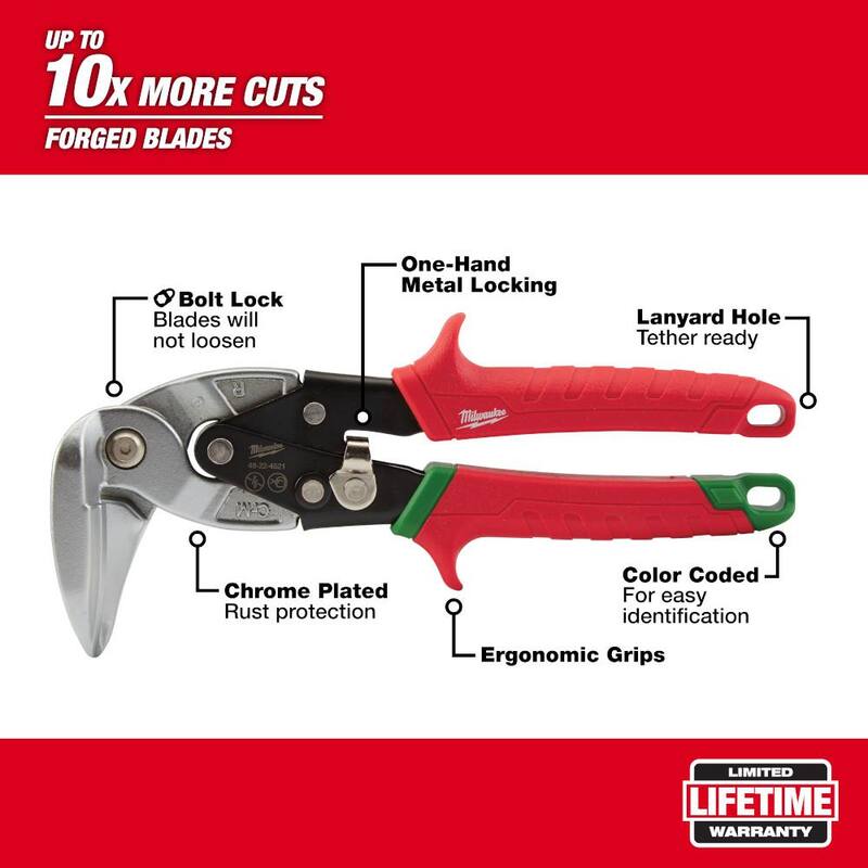 Milwaukee 9 in. Right-Cut Right Angle Aviation Snips - 48-22-4521
