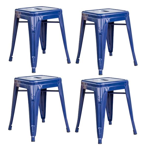 Amerihome Loft Blue 18" Metal Bar Stool, PK4 - BS18BLUESET