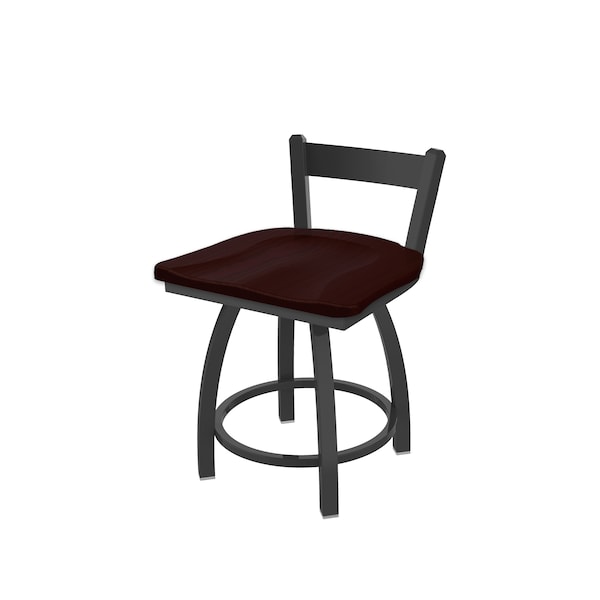 Holland Bar Stool Co 18" Low Back Swivel Vanity Stool, Pewter Finish, Dark Cherry Oak Seat - 82118PWDCOAK